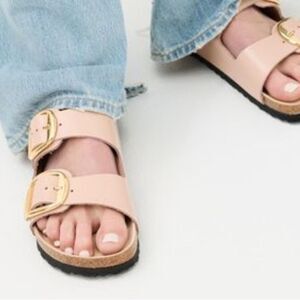 Birkenstock Arizona Big Buckle High Shine Beige Leather Narrow size 38/7-7.5
